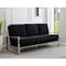 Leisuremod Jefferson Contemporary Velvet Sofa with Silver Frame, Black JAS77BL - alternate 3