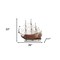 Homeroots 33" Brown Solid Wood Hand Painted Solei Royal Model Boat 401853 - alternate 3