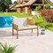 Alaterre Furniture Okemo Outdoor Patio Loveseat Weather-Resistant Acacia Wood Outdoor w/ Thick Cream Cushions ANOK03ANO - alternate 2