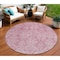Homeroots 8' Pink And Ivory Round Damask Washable Indoor Outdoor Area Rug 616534 - alternate 1