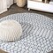 Jonathan Y Ourika Moroccan Geometric Textured Weave Light Gray/Navy 3 ft Round Indoor/Outdoor Area Rug SMB108A-3R - alternate 1