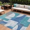 Homeroots 10' X 14' Teal Blue And Ivory Geometric Washable Indoor Outdoor Area Rug 617931 - alternate 1