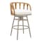 Homeroots 30" Gray Natural and White Aluminum And Faux Rattan Swivel Bar Height Chair 668809 - alternate 1
