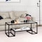 Homeroots 45" Clear And Black Glass And Steel Sled Coffee Table With Shelf 520964 - alternate 2