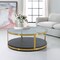 Homeroots 43" Clear And Black Gold Glass And Solid Wood and Metal Round Coffee Table With Shelf 520591 - alternate 3
