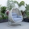 Leisuremod Mendoza Light Grey Wicker Hanging 2 person Egg Swing Chair with Cahrcoal Cushions MSCLGR-53CBU - alternate 3