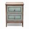 Homeroots 28" Brown And Green Solid Wood Square Distressed Carved Geometric Two Drawer Nightstand w/ USB Port 571347 - alternate 4