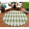 Homeroots 8' Green And Ivory Round Geometric Washable Indoor Outdoor Area Rug 577051 - alternate 1