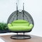 Leisuremod Charcoal Wicker Hanging 2 person Egg Swing Chair with Light Green Cushions ESCCH-57LG - alternate 3