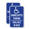 Signmission Handicapped Parking Available in Back with Graphic, 18'' X 24'' 2 Signs, Heavy Gauge Aluminum, 2PK A-1824-2PACK-23911 - alternate 1