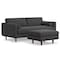 Homeroots 89" Gray Fabric Sofa With Ottoman With Brown Legs 641058 - alternate 3