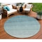 Homeroots 8' Teal Blue And Ivory Round Ombre Washable Indoor Outdoor Area Rug 595837 - alternate 1