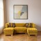 Homeroots Mustard Velvet U Shaped Three Piece Sofa and Chaise Sectional With Toss Pillows 643885 - alternate 1