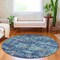 Homeroots 8' Navy Blue And Denim Blue Round Striped Washable Indoor Outdoor Area Rug 609560 - alternate 5