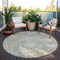 Homeroots 8' Artichoke Green Brown And Ivory Round Damask Washable Indoor Outdoor Area Rug 599390 - alternate 2