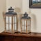 Homeroots Set of Two Brown and Black Frosted Glass Wood and Metal Floor Lantern Candle Holders, 2PK 517615 - alternate 3