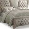 Homeroots Ivory and White Solid Wood And Tufted Velvet Bed Frame With Nailhead Trim 348175 - alternate 2