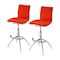 Homeroots Set of Two Red and Silver Faux Leather and Metal Low Back Adjustable Height Bar Chairs, 2PK 555029 - alternate 2