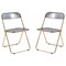 Leisuremod Lawrence Acrylic Folding Chair with Gold Metal Frame, Transparent Black, 2PK LFG19TBL2 - alternate 1