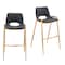 Homeroots Set of Two 30" Black and Gold Faux Leather and Steel Low Back Bar Height Bar Chairs 555663 - alternate 2
