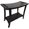 Homeroots 23" X 30" Dark Brown Solid Wood Rectangular Shower Bench With Shelf 383314 - alternate 1