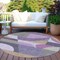 Homeroots 8' Purple Gray And Beige Round Geometric Washable Indoor Outdoor Area Rug 616738 - alternate 3