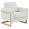 Leisuremod Lincoln Leather Accent Armchair with Gold Frame, White LA31W-L - alternate 1