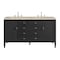 James Martin Vanities Myrrin 60" Double Vanity, Carbon Oak, w/ 3 CM Tajnar Eclos Top w/FreePower Wireless Charger 485-V60D-CBO-FTJR - alternate 1