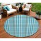 Homeroots 8' Teal Blue Ivory And Brown Round Plaid Washable Indoor Outdoor Area Rug 601520 - alternate 1