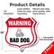 Signmission Dog Warning Shield Sign Bad Dog, 12 inch X 12 inch, Aluminum Metal Sign, 2PK SHI-A-2PACK-12-377 - alternate 2