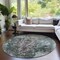 Homeroots 8' Fern Green And Purple Round Damask Washable Indoor Outdoor Area Rug 596383 - alternate 2