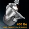 Powertec 2.5'' Threaded Stem Caster Wheels W/Brake & 400 lbs Loads, Dual Locking TPR Rubber Castor Wheel, 4PK 17202N - alternate 3
