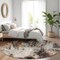 Homeroots 8' Gray Rust And Ivory Round Abstract Washable Indoor Outdoor Area Rug 615862 - alternate 2