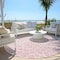 Homeroots 8' Pink And Ivory Round Geometric Washable Indoor Outdoor Area Rug 595105 - alternate 2