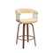 Homeroots 26" Cream And Wood Brown Faux Leather Swivel Counter Height Bar Chair 534465 - alternate 1