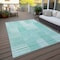 Homeroots 10' X 14' Teal Blue Aqua And Ivory Striped Washable Indoor Outdoor Area Rug 581682 - alternate 3