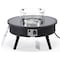 Leisuremod Walbrooke Outdoor Patio Aluminum Round Slats Design Fire Pit Side Table, Lid & Fire Glass, Black WBLS-29-GL - alternate 4