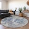 Homeroots 8' Denim Blue And Linen Round Abstract Washable Indoor Outdoor Area Rug 615598 - alternate 4