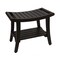 Homeroots 24" Dark Brown Freestanding Teak Shower Bench With Shelf And Handles 376681 - alternate 3