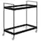 Homeroots 33" Black Steel and Glass Rolling Bar Cart 530445 - alternate 2