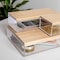Martha Stewart Brody Clear Plastic Storage Organizer Bins W/Light Natural Paulownia Wood Lids, Small/Med/Lrg Bins BE-PB3317-WD-3-CL-NT-MS - alternate 2