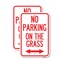 Signmission No Parking on the Grass With Bidirectional Arrow, 12'' X 18'' 2 Signs, Heavy Gauge Aluminum, 2PK A-1218-2PACK-23689 - alternate 1
