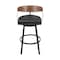 Homeroots 30" Black and Brown Faux Leather and Iron Low Back Bar Height Swivel Bar Chair 569161 - alternate 3