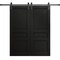 Sartodoors Modern Double Barn Door 84 x 84 inches, Ego 5012 Painted Black Oak, 14FT Rail Track Set, Solid Pa EGO5012DB-CHK-8484 - alternate 1
