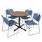 Regency Round Cain Breakroom Table W/ 4 Zeng Stack Chairs, 42 in W, 42 in L, Noble Oak TB42RNDNO44BE - alternate 1