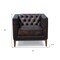 Homeroots 33" Brown and Black Antiqued Top Grain Leather Tufted Club Chair 555320 - alternate 2