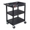 Luxor Tub Top and Flat Middle/Bottom Shelf Cart - Black STC122-B - alternate 2