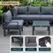 Leisuremod Chelsea 7-Piece Patio Sectional And Coffee Table Set Black Aluminum With Cushions, Black CSTBL-7BL - alternate 2