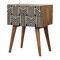 Homeroots 23" Black Ivory And Light Brown Solid Wood Geometric Bone Inlay Two Drawer Nightstand 651580 - alternate 2