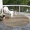 Homeroots 8' Taupe Copper And Green Round Striped Washable Indoor Outdoor Area Rug 597297 - alternate 2